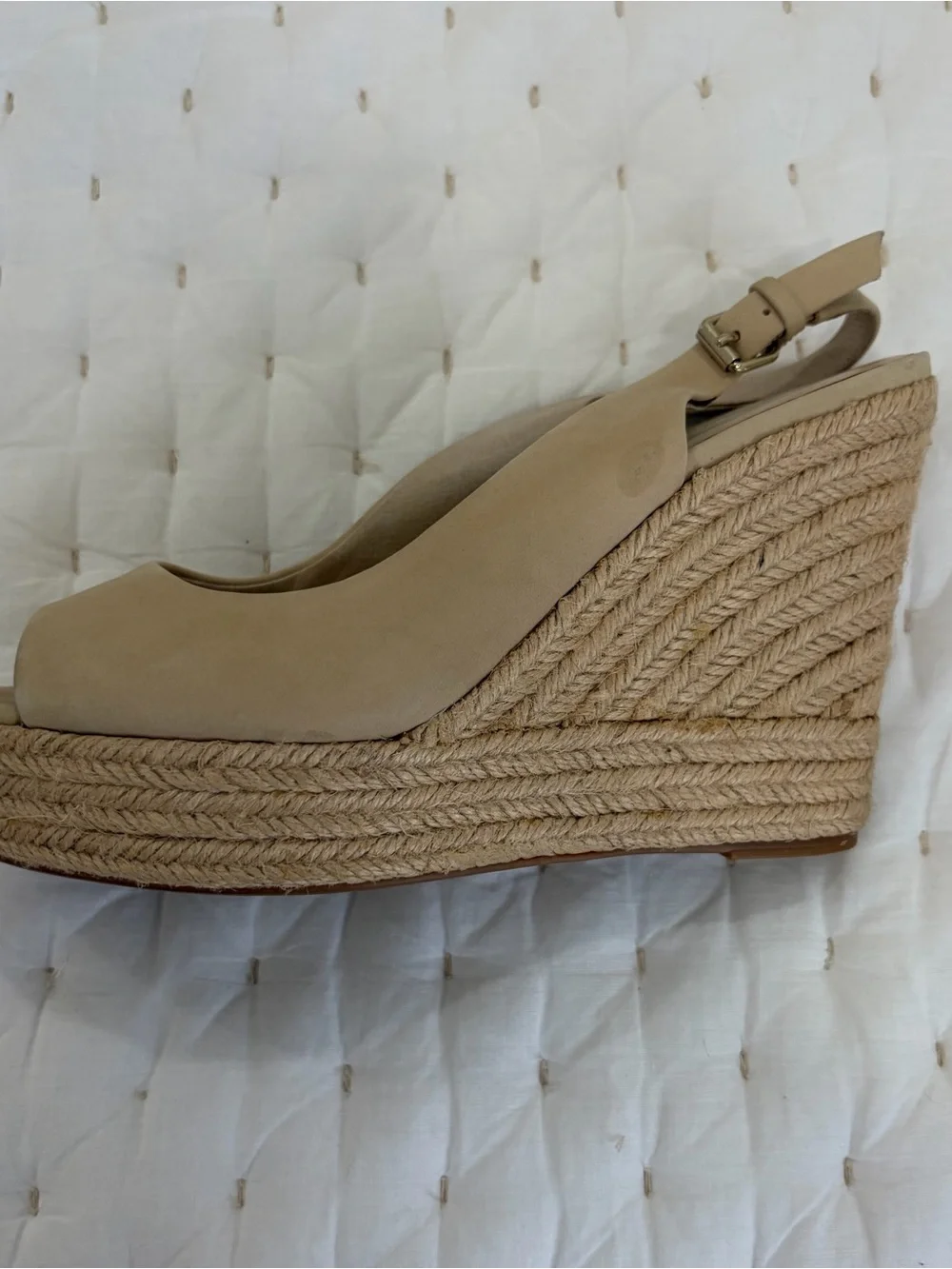 Dolce Vita Neutral Beige Espadrille Wedge Slingback size 7.5